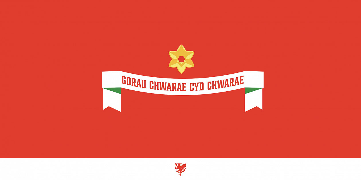 A união entre o narciso e a expressão «Gorau Chwarae Cyd Chwarae»